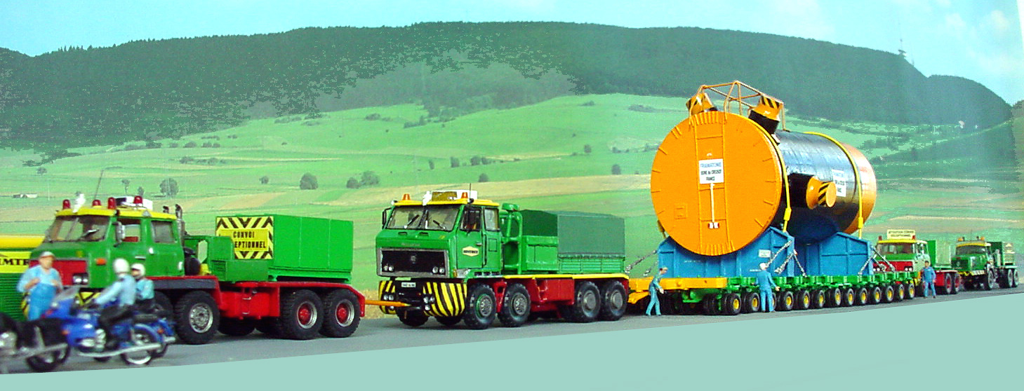 En tête : TG 200 MARC, TG 250 &quot;maison&quot;, en queue, TG 150 MARC , BERLIET TBO 15 &lt;DIESEL 87