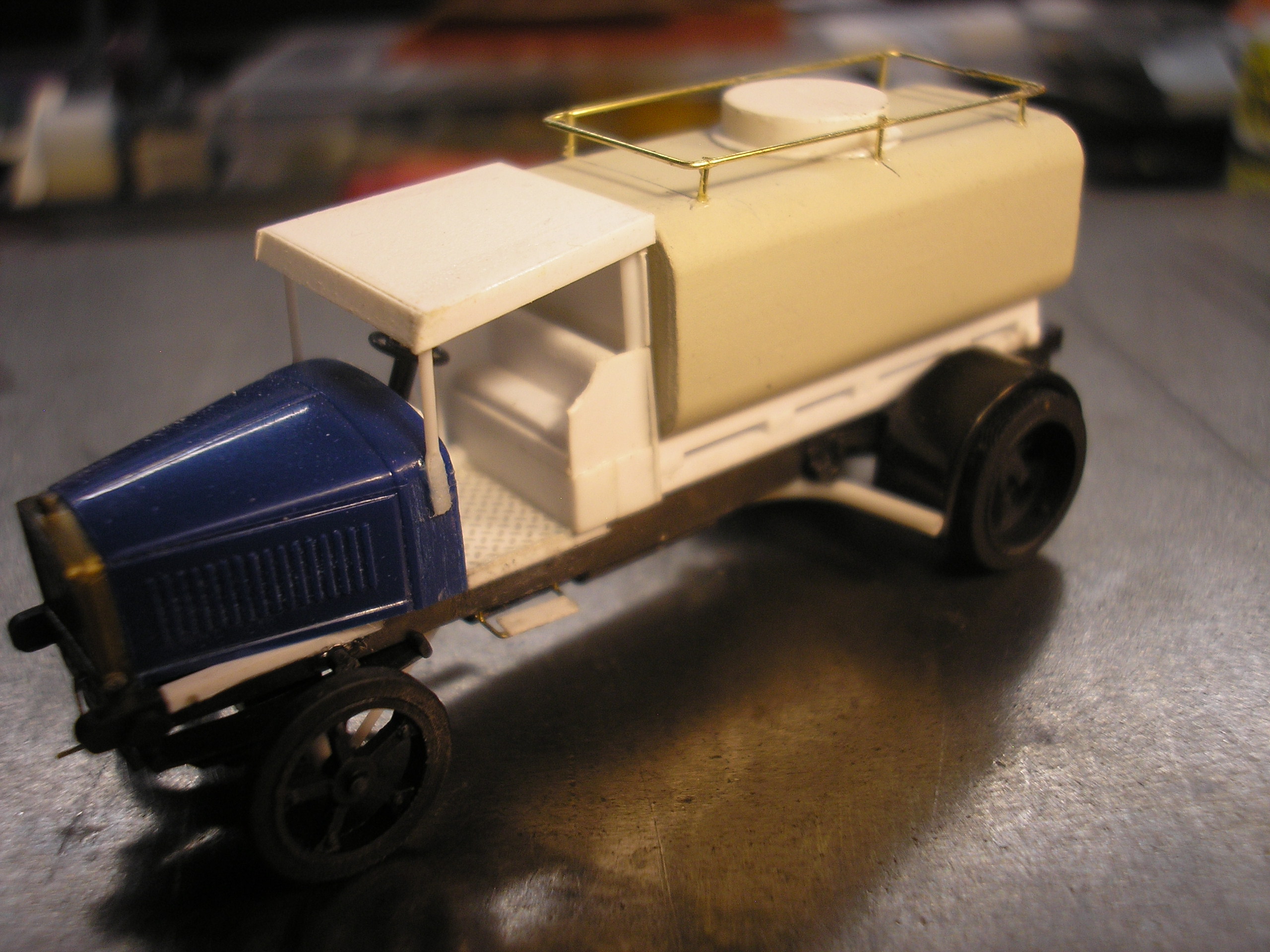 fill hatch, tank railing, exhaust and engine crank handle