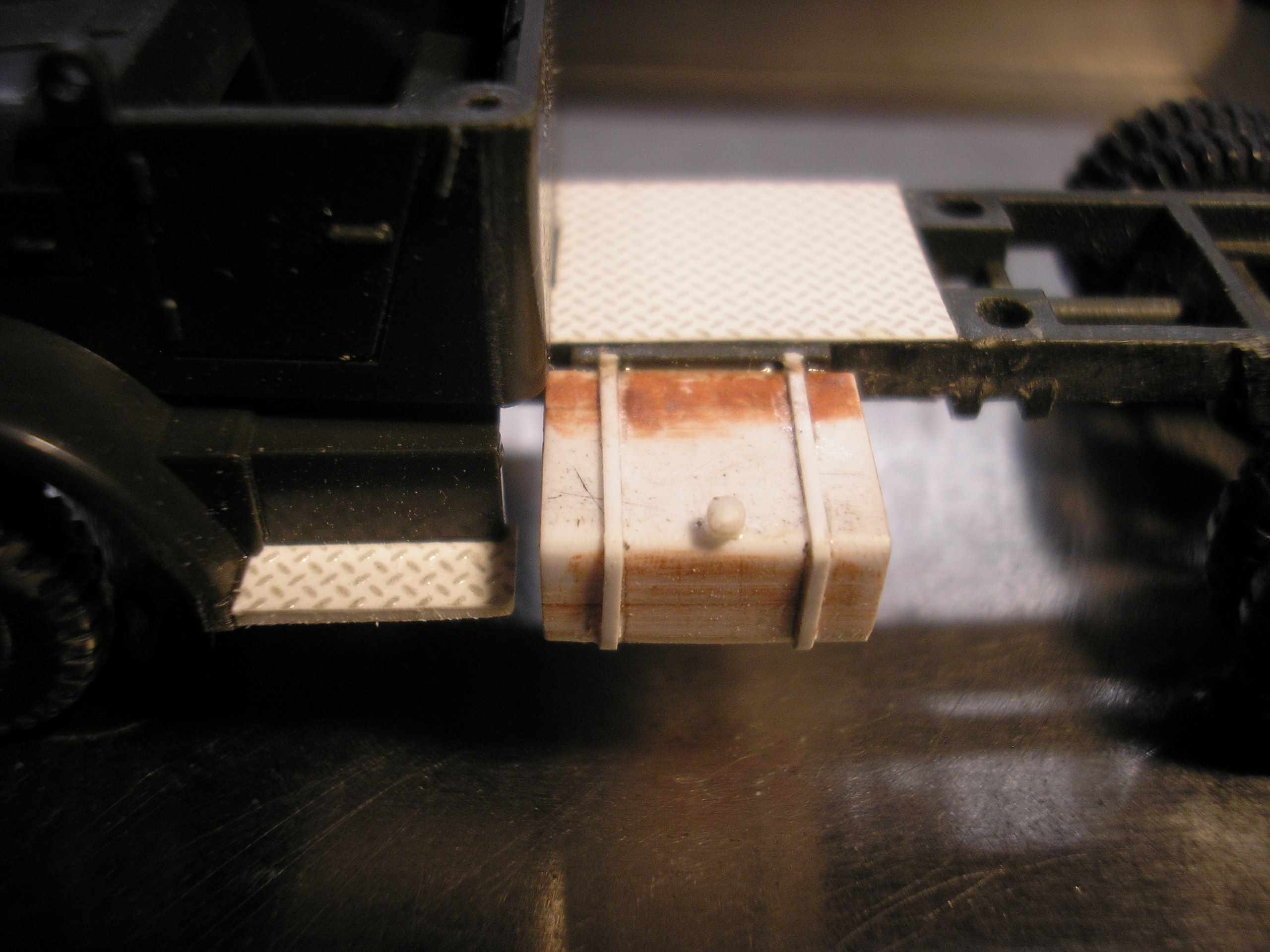 Scratch built fuel tank, deck and running boards.
